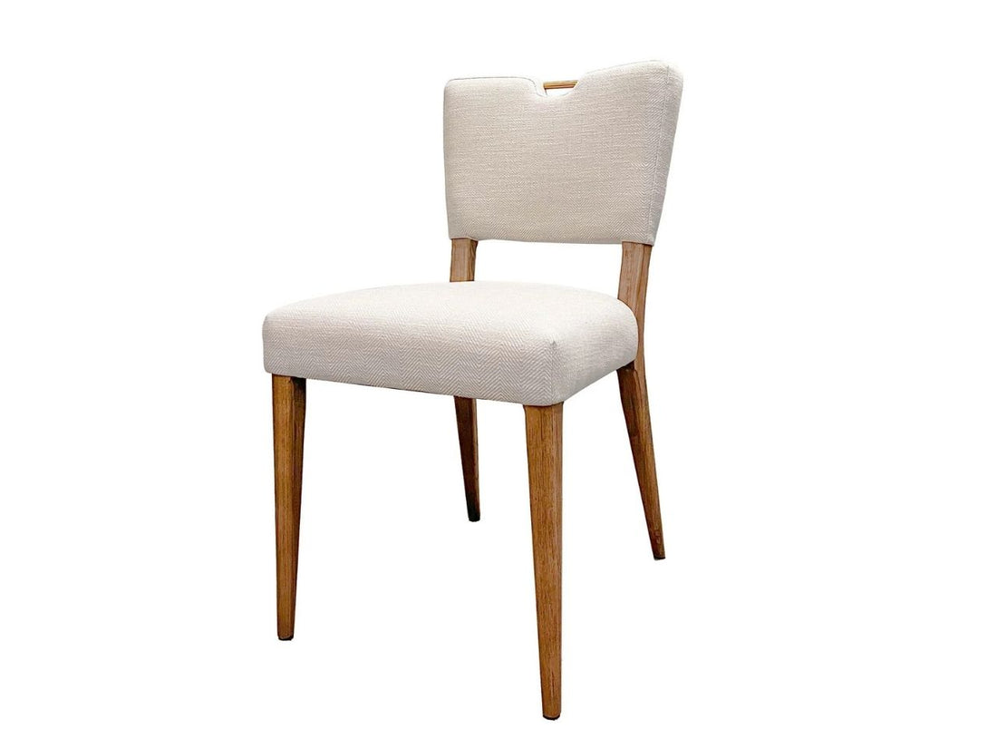 Luella Dining Chair - Sandy Beige/Cool Brown Legs in a white background - Calgary Furniture Store