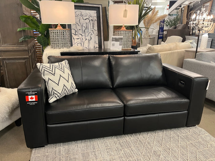 🇨🇦 Custom Top Grain Leather Sofa with Power Recliner | Calgary Furniture Store