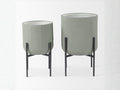 Mabel Set of Two Metal Plant Stands with Green Tops in Calgary in a white background