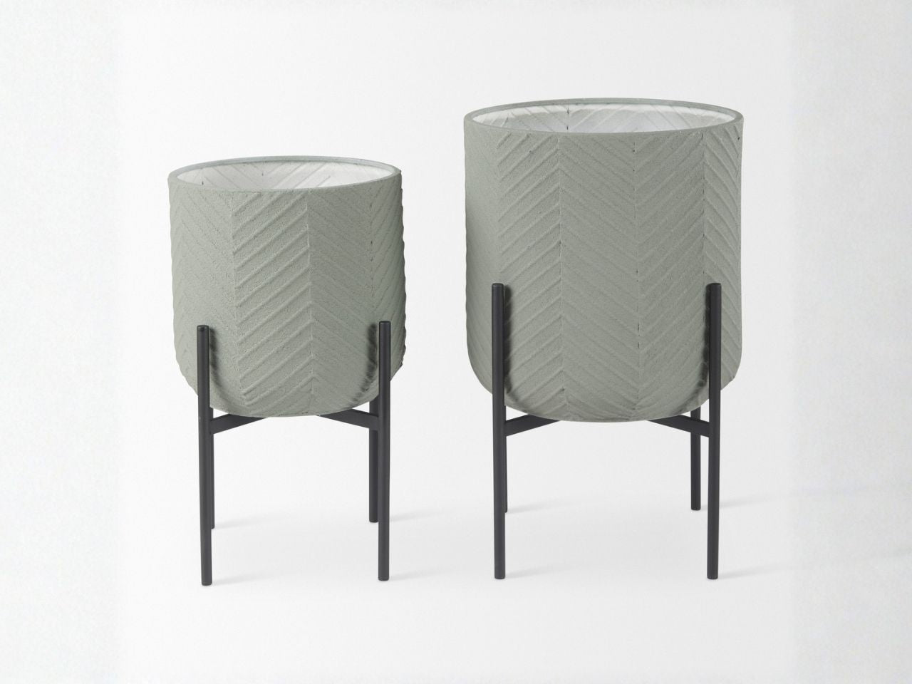 Mabel Set of Two Metal Plant Stands with Green Tops in Calgary in a white background