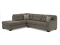 Mahoney Fabric Full Sleeper Sectional with Chaise Chocolate Upholstery in Calgary in a white background