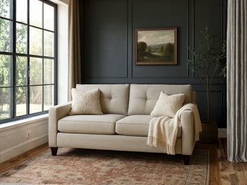 Mahoney Tufted Back Sofa with Soft Multi-Hued Fabric, Foam Cushions in Calgary