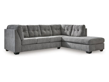 Marleton 2-Piece Sectional with Chaise Choice Orientation in Calgary in a white background