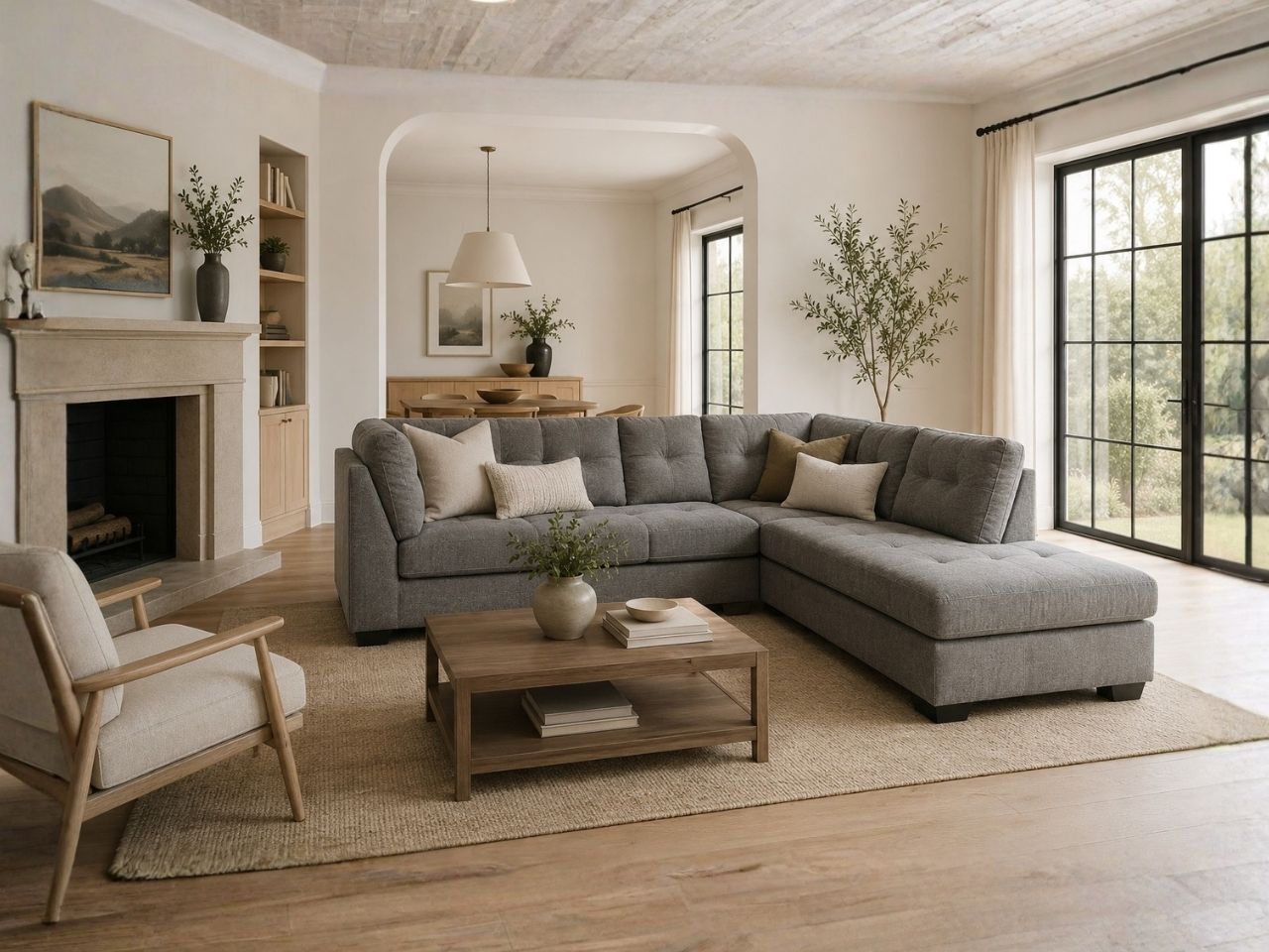 Marleton 2-Piece Sectional with Chaise in Calgary in a living room. 