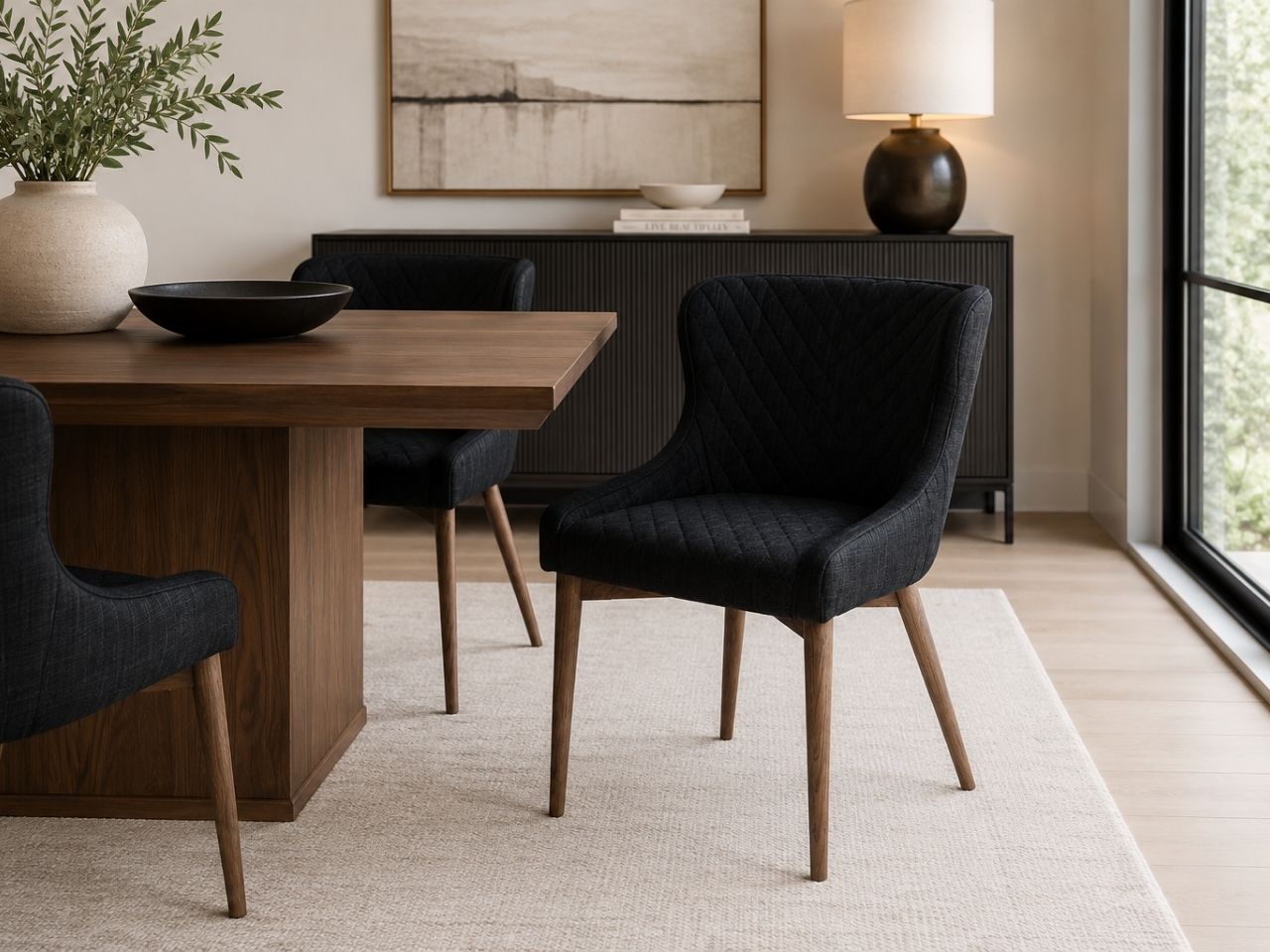 Mila Dark Grey- Dining Chair in Calgary in a dining room setting. 