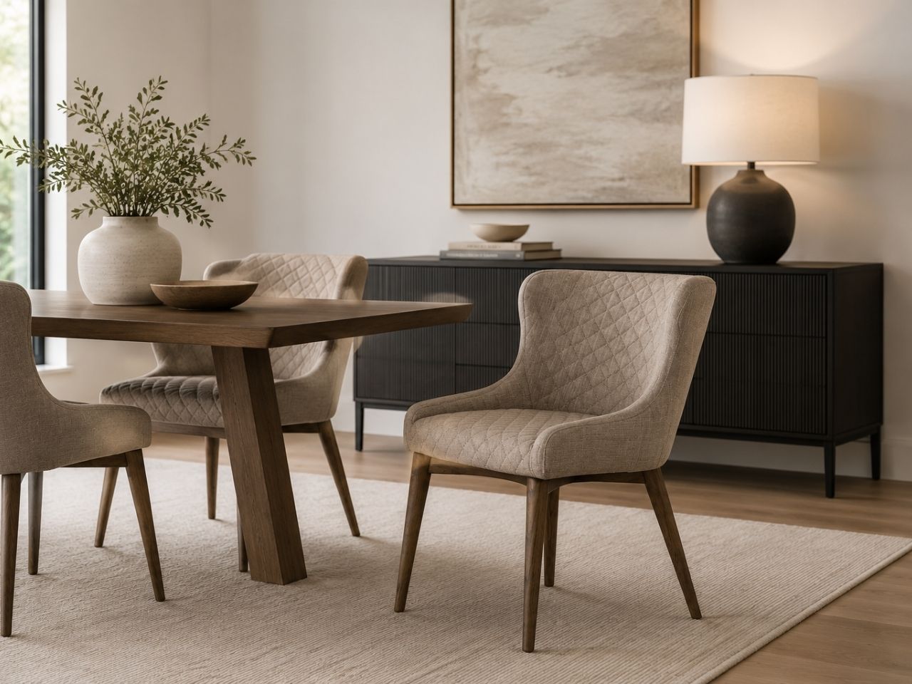 Mila Light Grey Dining Chair in a dining room setting. 
