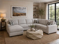 Light fabric sectional with a spacious design and modern comfort.