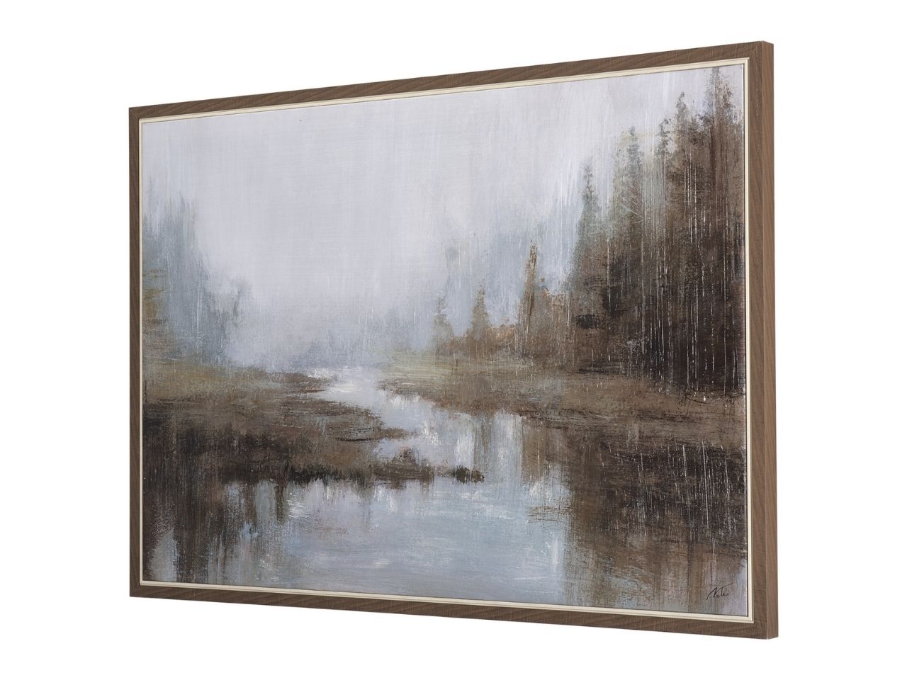 Morning Mist Hand-Embellished Textured Framed Canvas Wall Art in Calgary in a white background

