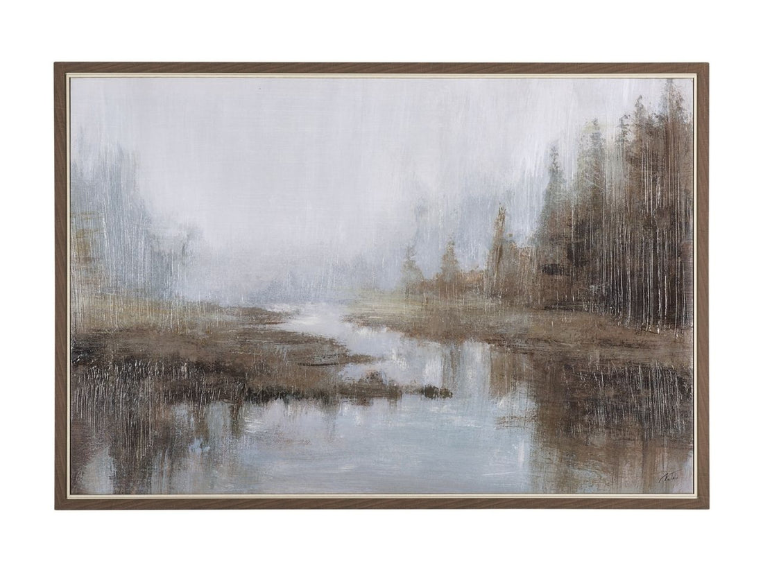 Morning Mist Hand-Embellished Textured Framed Canvas Wall Art in Calgary in a white background
