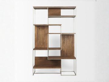 Morris III 6-Tier Mango Wood Shelving Unit with Metal Frame in Calgary in a white background