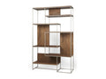 Morris III 6-Tier Mango Wood Shelving Unit with Metal Frame in Calgary in a white background