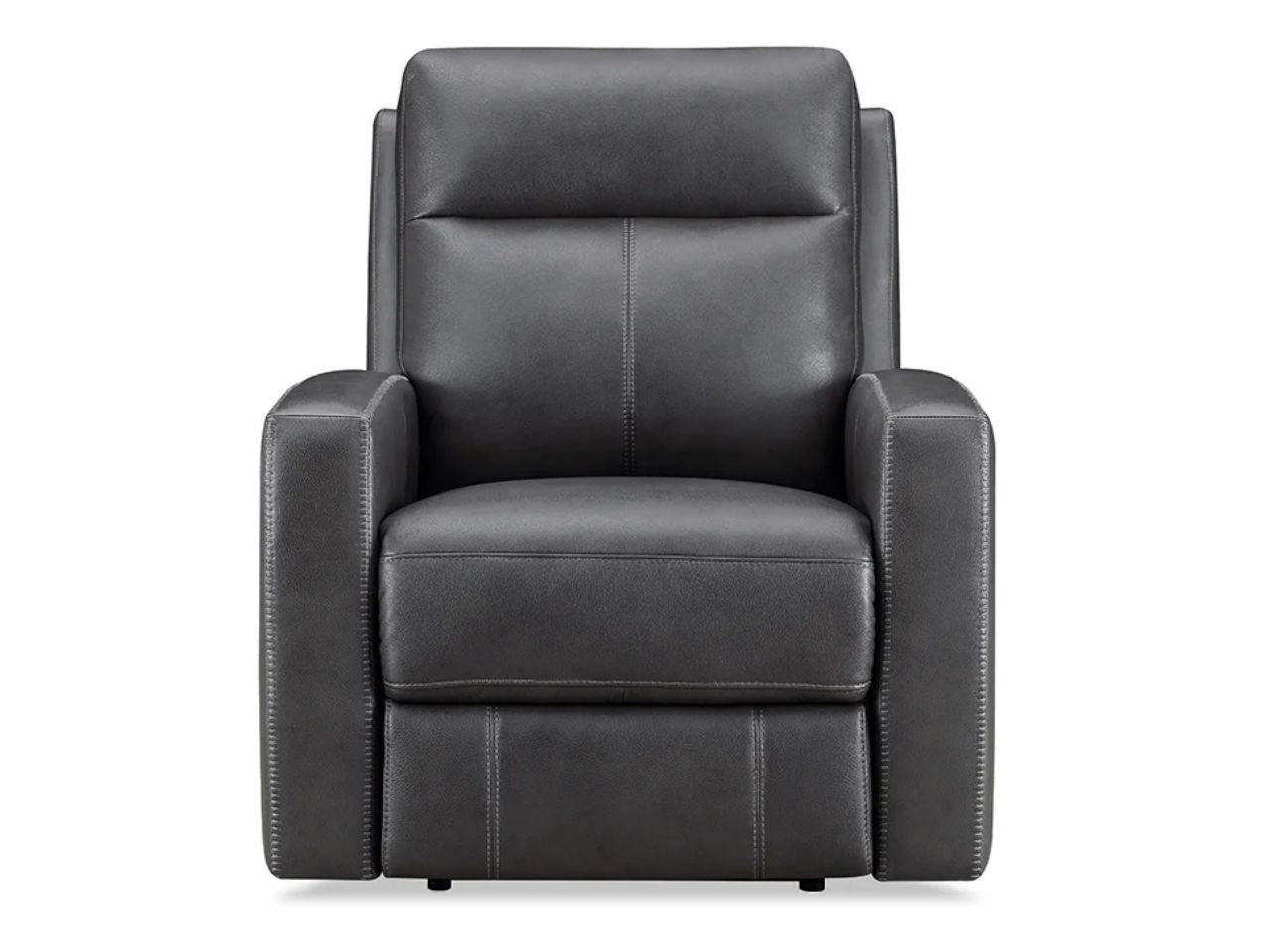 Dark gray leather reclining chair on a white background.