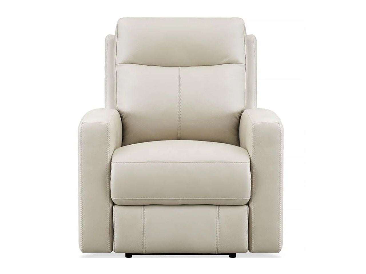 Cream leather reclining chair on a white background. 