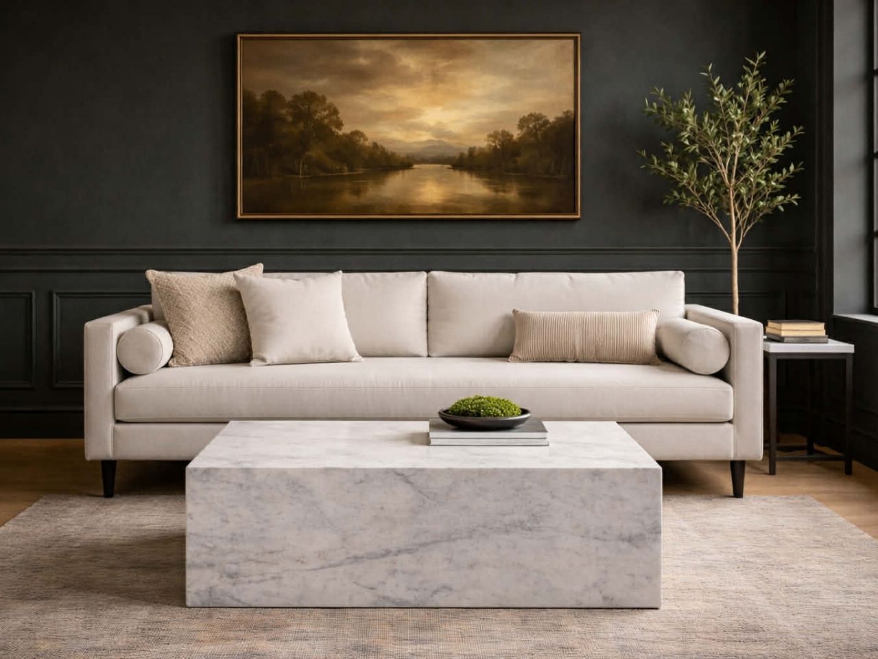 Nash White Rectangular Coffee Table with Lower Shelf, Metal Base in Calgary