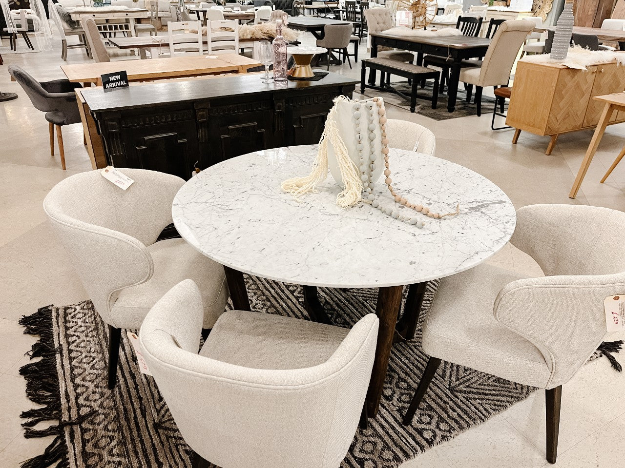 Niles Cream Fabric Dining Chair | Calgary Furniture Store