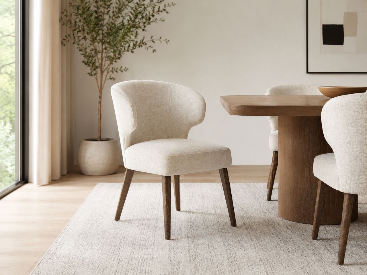 Niles Cream Dining Chair in a dining room setting. 