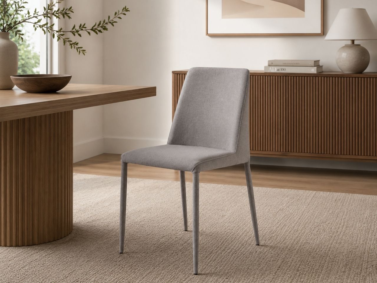 Nora Light Grey Dining Chair in a dining room setting. 