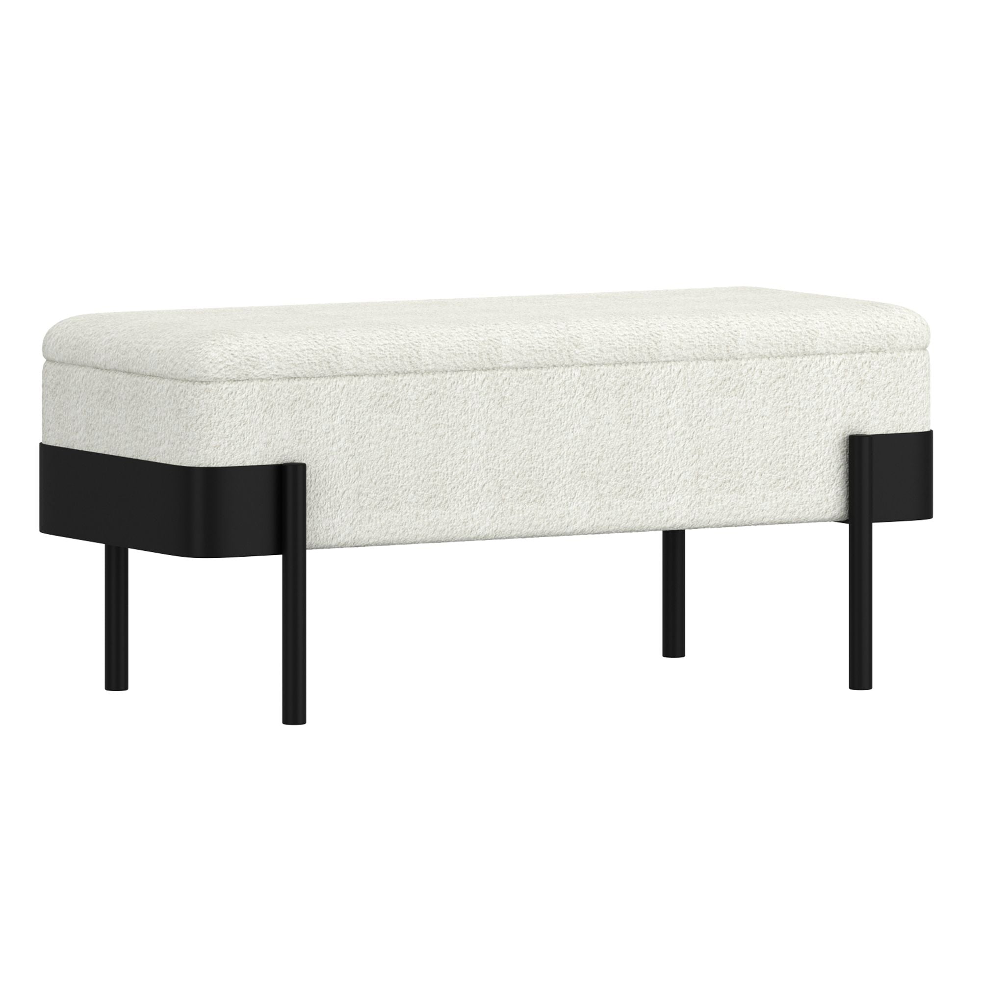 Odell Storage Bench in Ivory & Black - Calgary Furniture Store