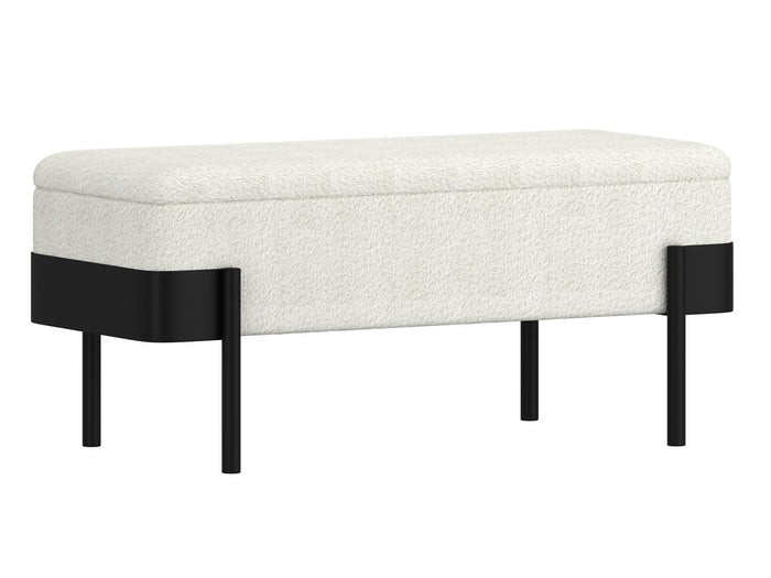 Odell Storage Bench in Ivory & Black - Calgary Furniture Store