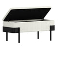 Odell Storage Bench in Ivory & Black - Calgary Furniture Store