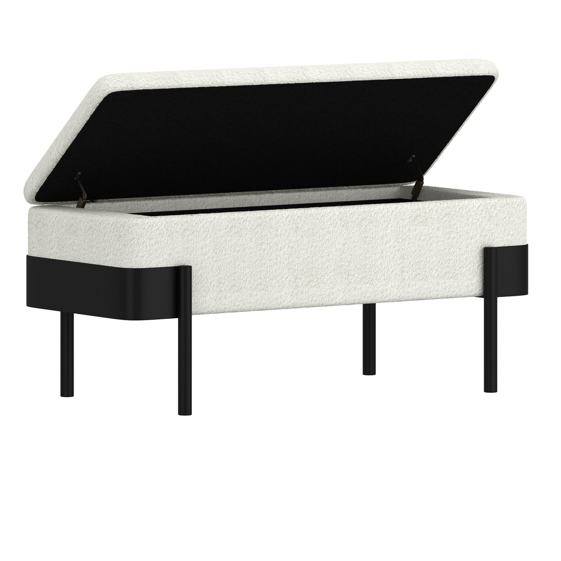 Odell Storage Bench in Ivory & Black - Calgary Furniture Store