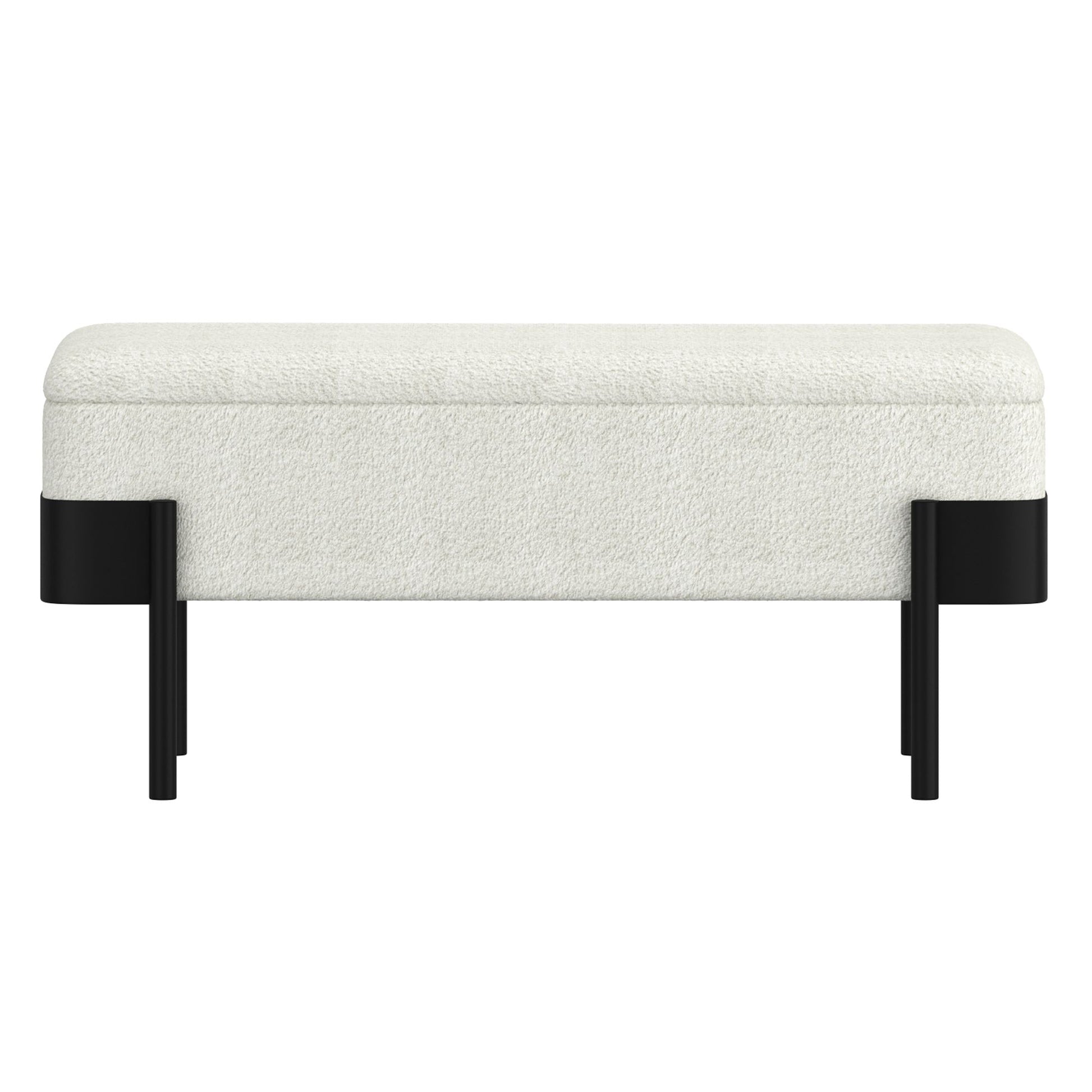 Odell Storage Bench in Ivory & Black - Calgary Furniture Store