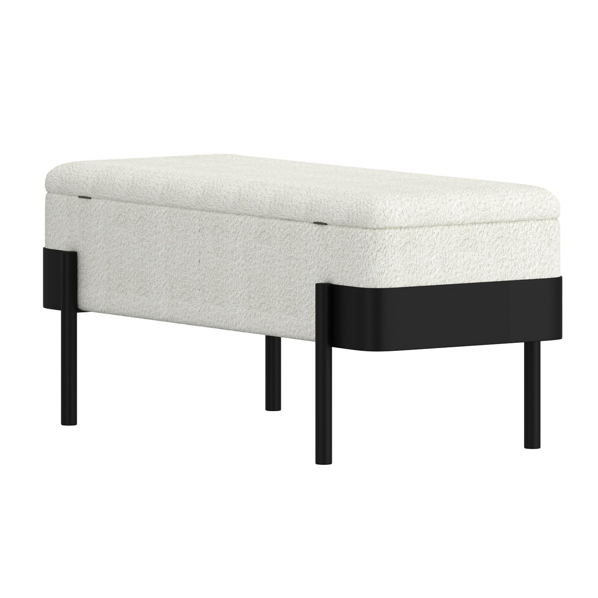 Odell Storage Bench in Ivory & Black - Calgary Furniture Store