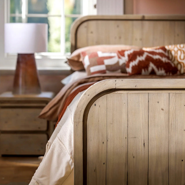 OPERA HIGH FOOTBOARD BED - SCRUBBED TEAK - Calgary Furniture Store
