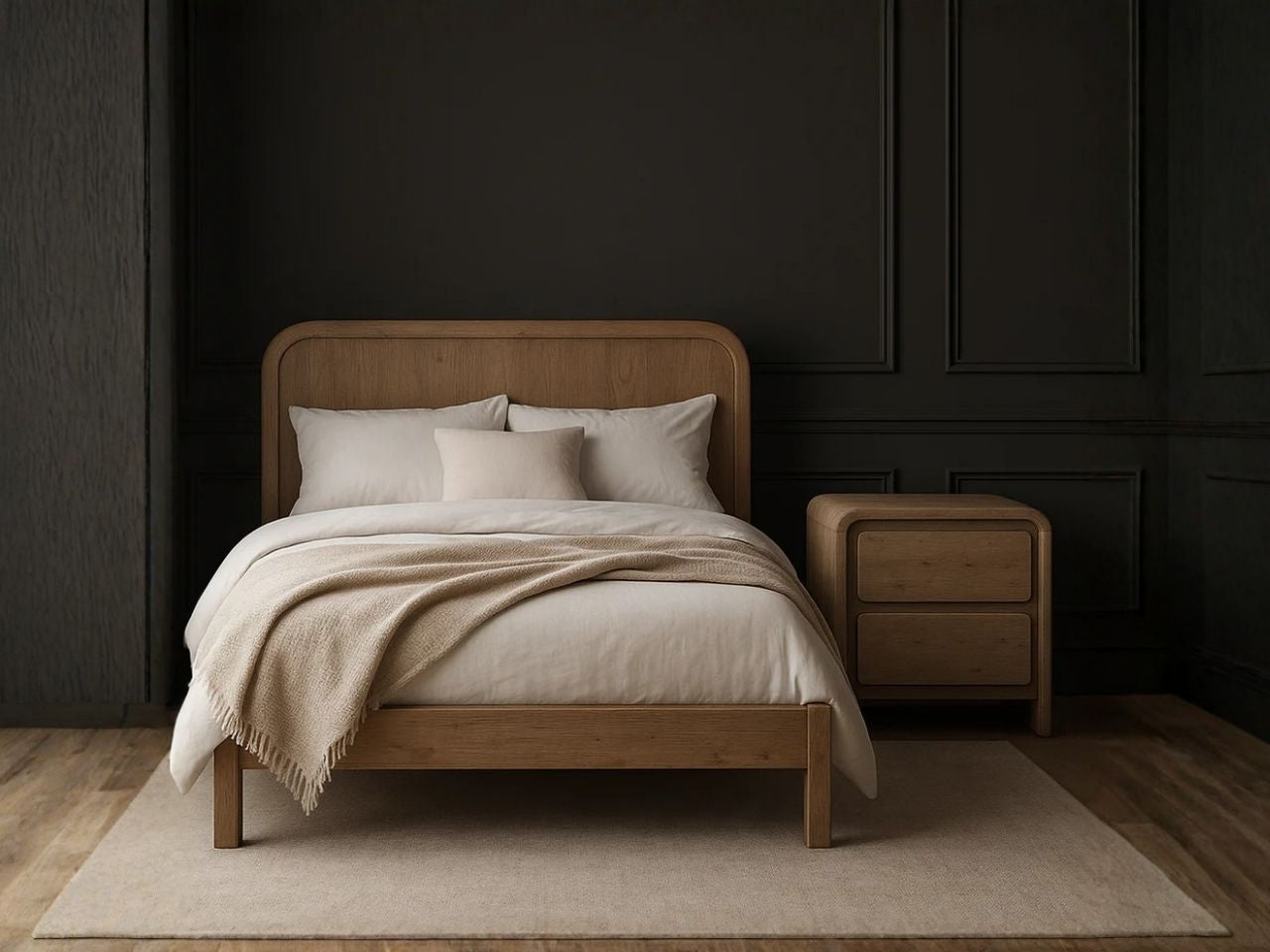 Opera Low Footboard Bed  - Scrubbed Teak - Calgary Furniture Store