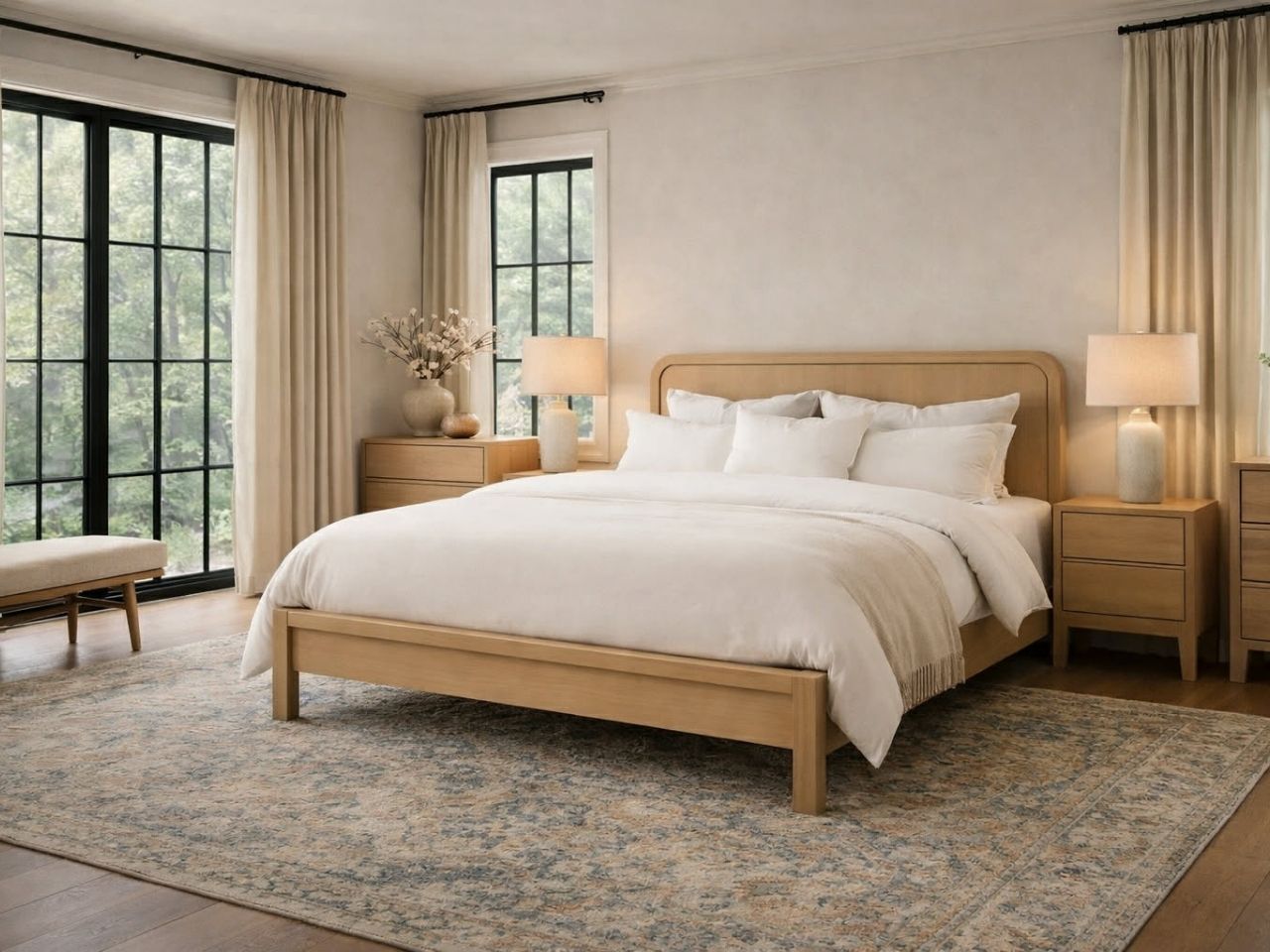 Opera Low Footboard Bed  - Scrubbed Teak - Calgary Furniture Store