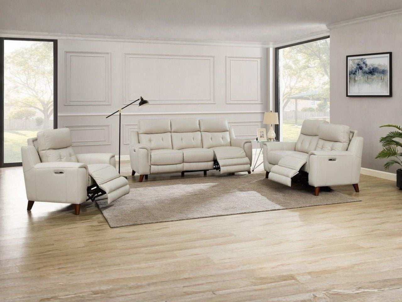 Paramount Leather Zero Gravity Power Reclining Sofa in a living room setting. 