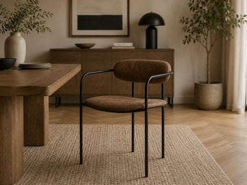 Parker Muted Brown Dining Chair in a dining room setting. 