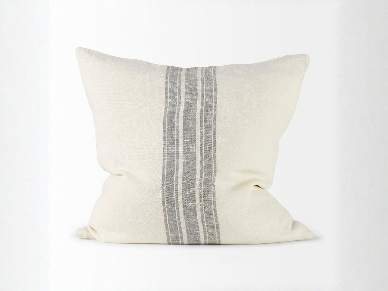 Patrice 22 x 22 Cream Gray Striped Decorative Pillow Cover in Calgary in a white background