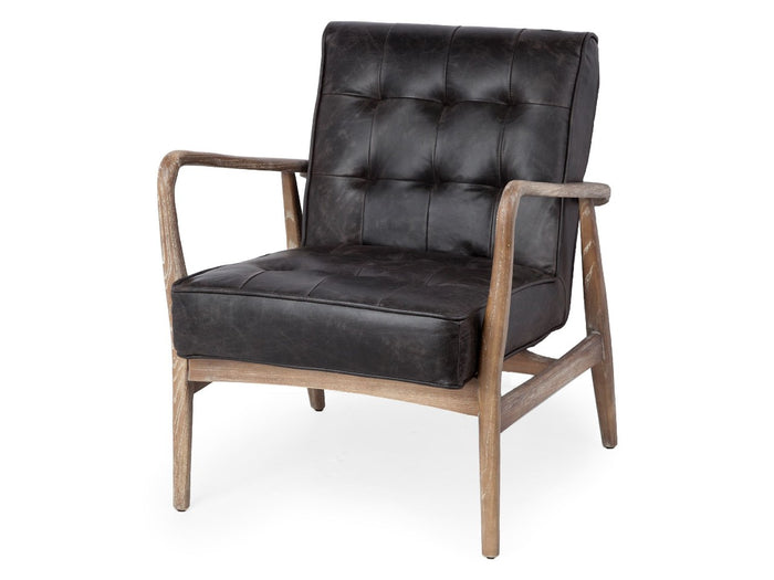 Phineas Black Leather Accent Chair | Calgary Furniture Store
