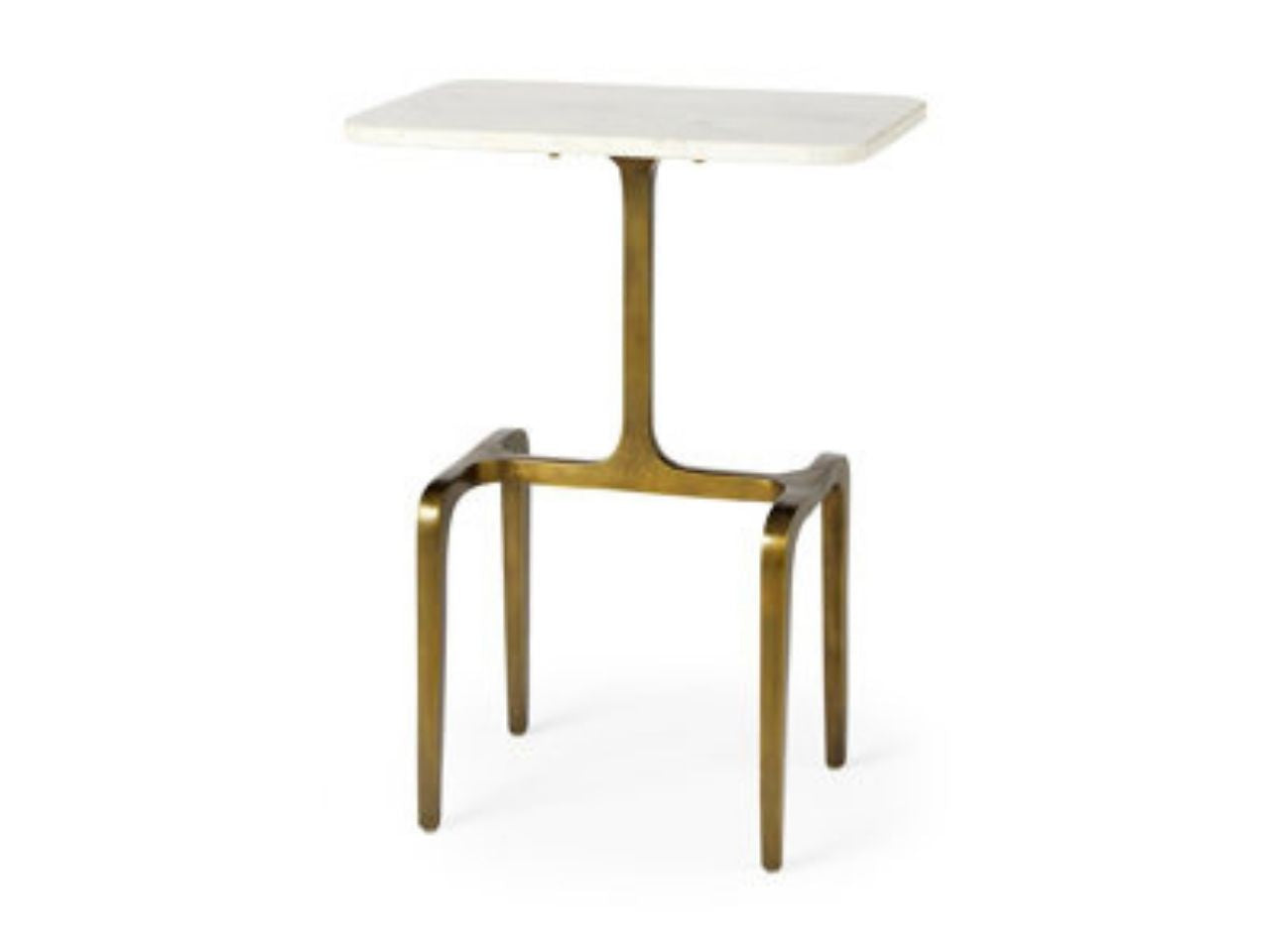 Preston White Marble Accent Table in Calgary with Gold Metal Base Options in a white background