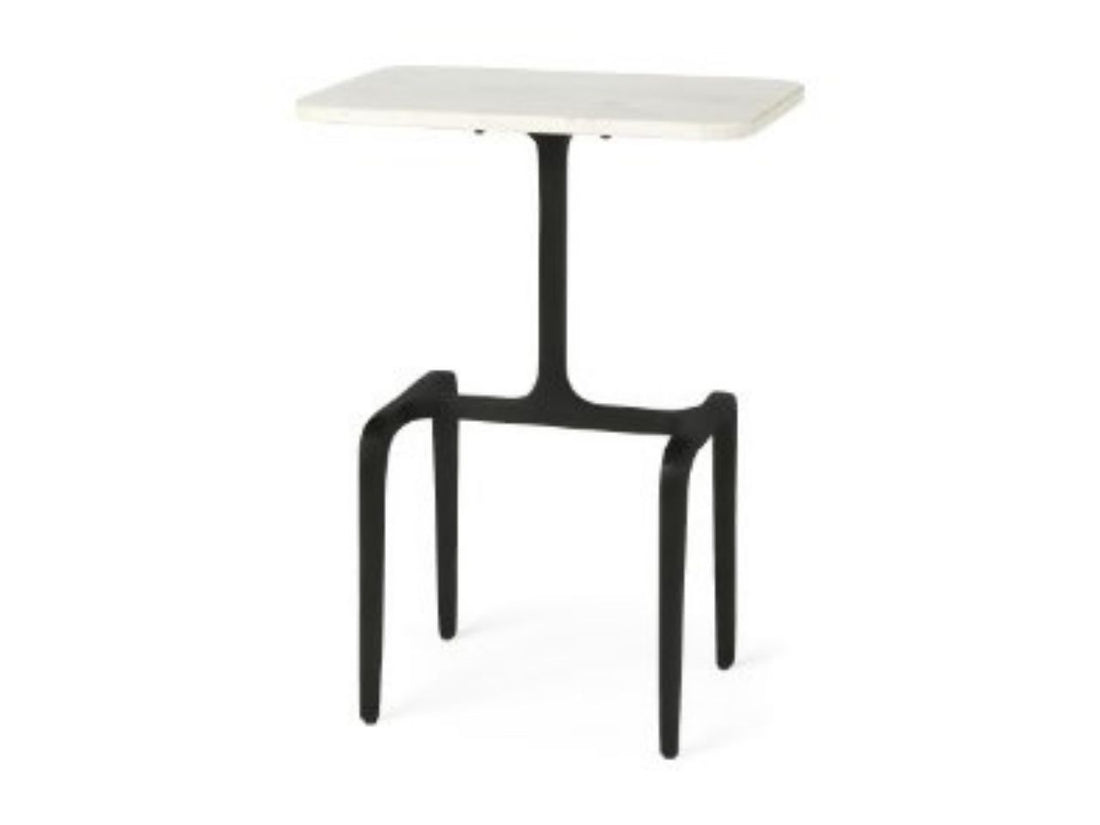 Preston White Marble Accent Table in Calgary with Gold Metal Base Options in a white background