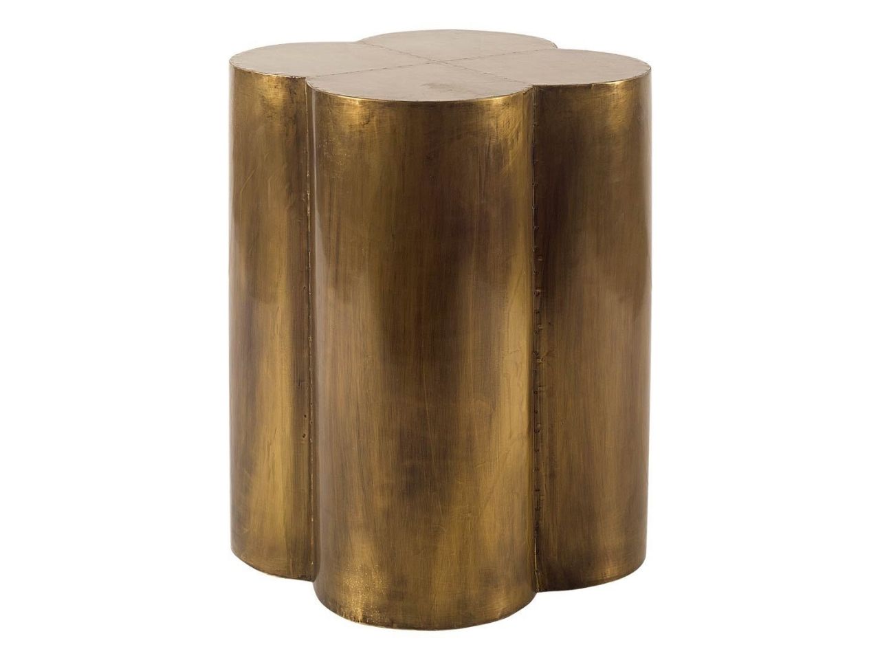 Quatrefoil Gold Brass-Clad Wooden-Top Flower Accent Table Modern in Calgary in a white background