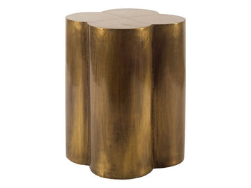 Quatrefoil Gold Brass-Clad Wooden-Top Flower Accent Table Modern in Calgary in a white background