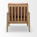 Brown leather accent chair in Calgary with wooden frame