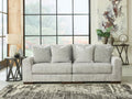 Regent Park 2-Piece Loveseat Sectional Sofa Pewter Chevron Upholstered in Calgary in a white background  