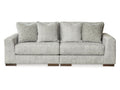 Regent Park 2-Piece Loveseat Sectional Sofa Pewter Chevron Upholstered in Calgary in a white background 