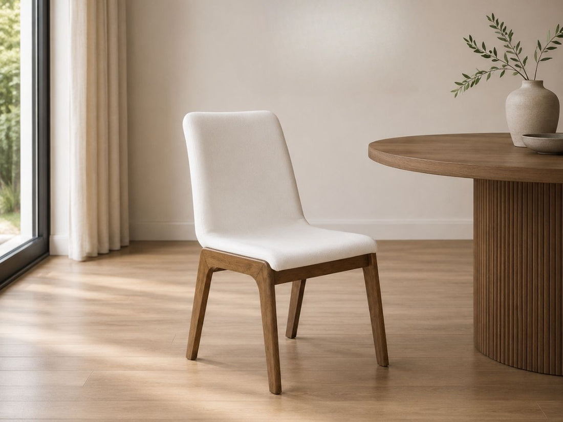 Remix Cream Dining Chair in a dining room setting. 