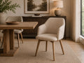 Ronald Cream Dining Arm Chair in Calgary in a dining room setting. 