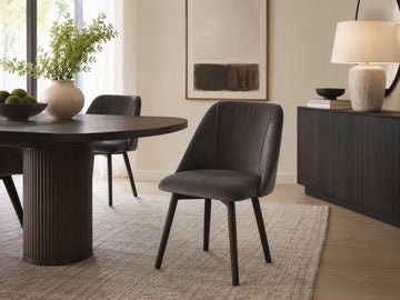 Ronald Grey Dining Chair in a dining room setting. 