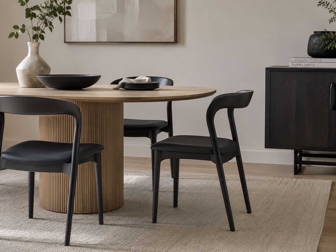 Rotondo Black Metal Dining Chair in a dining room setting. 
