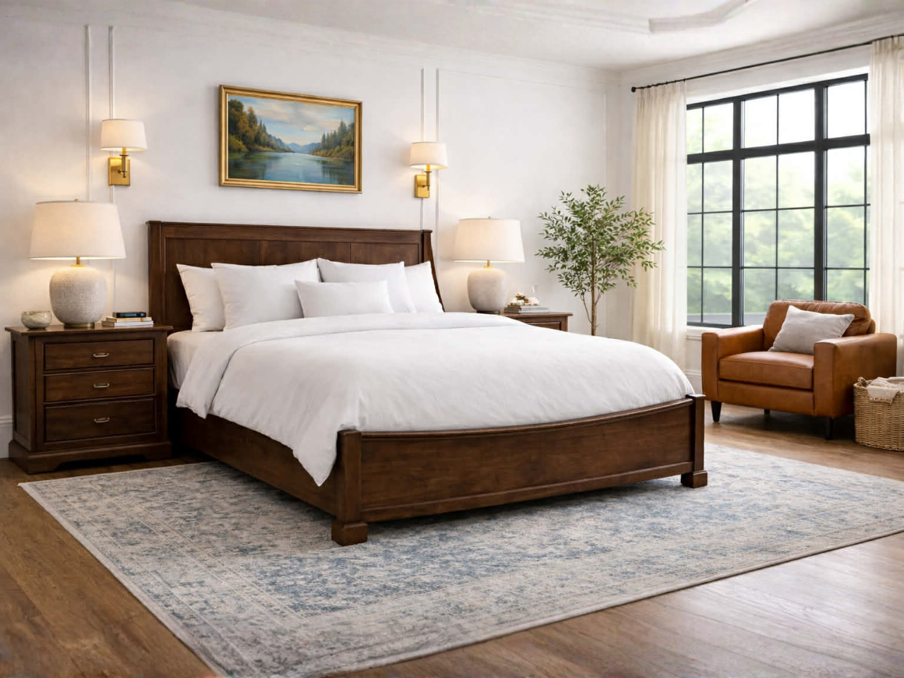 Rustique Sleigh Bed in Wormy Maple Wood Stain