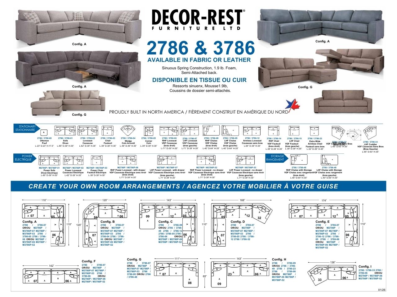 🇨🇦 3786 Custom Leather Sectional - Calgary Furniture Store