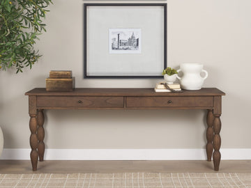 Angeline Spool Turned Console Table - Dark Brown Wood