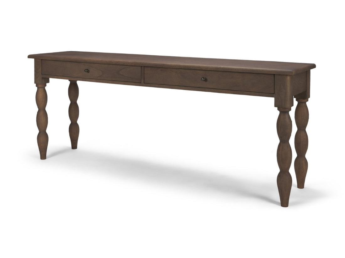 Angeline Spool Turned Console Table - Dark Brown Wood