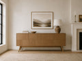 Contemporary sideboard with textured wood panels and a refined modern look.